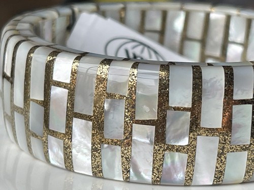 Dallas Prince 6.5" Mother of Pearl Slip on Bangle Tile Bracelet Brand New In Box - Picture 3 of 7