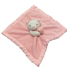 Carters White Kitty Cat Pink Baby Lovey Security Blanket Satin Plush 67359