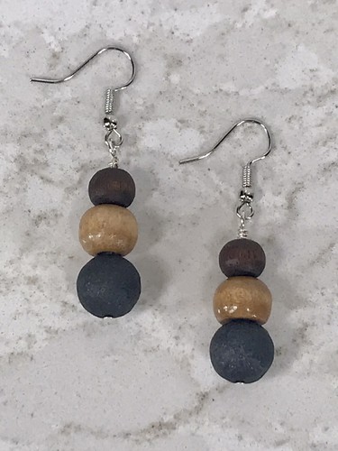 Sommer Sterngucker Design Handarbeit Ohrringe Naturliebhaber Holzperlen - Bild 1 von 2