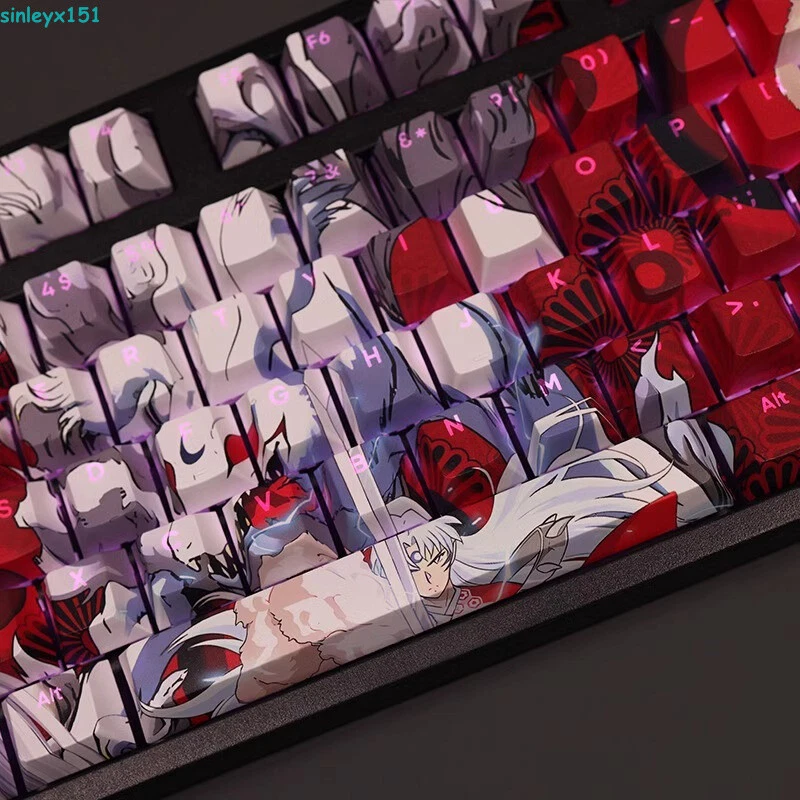 Inuyasha Sesshoumaru 108 Keys Transparent PBT Keycaps Mechanical Keyboard Gift - Image 4 of 4