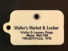 Vintage WALLER'S MARKET & LOCKER ADVERTISING KEYCHAIN COINHOLDER Nelsonville Wis