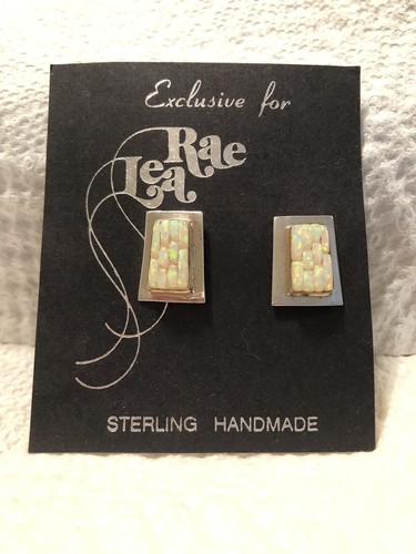 Damen Opalit Weiß Opal Ohrstecker Sterling 925 Silber Cornrow Kunsthandwerk Glow - Bild 2 von 12