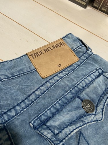 True Religion Jean Shorts Men's 31 Ricky Relaxed Straight Raw Hem Distressed - Picture 9 of 11