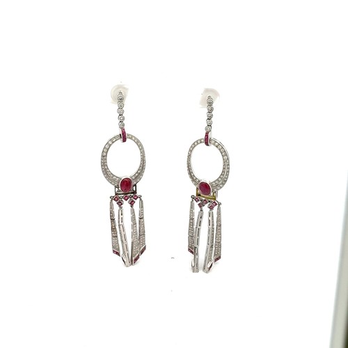 5.30 Carat Round Brilliant H SI1 Diamond Platinum Drop Earring 