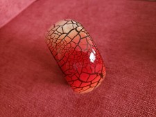 2" Wide Red Beige Black Plastic Bracelet Bangle 2 5/8" in Diameter One Size