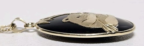 14K Gold Panda & Bamboo Tree Smoky Quartz Pendant 20" Necklace 6.8 Grams  - Picture 17 of 23