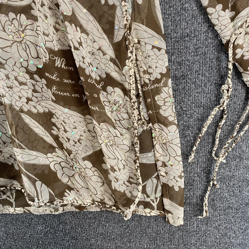 Letarte Top 女式 L 手工花卉亮片掩盖 Popover Fairycore 90 年代 Y2K — 第 4/4 张图片