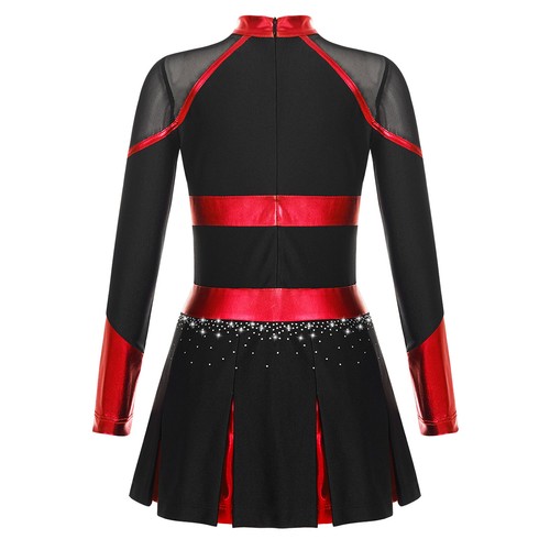 Kids Girls Uniform Performance Dress Contrast Color Dresses Patchwork Dancewear - Picture 32 of 87