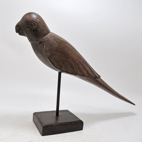 Vintage Wooden Parrot Bird Figurine on Stand Original Old Hand Carved - Picture 2 of 9