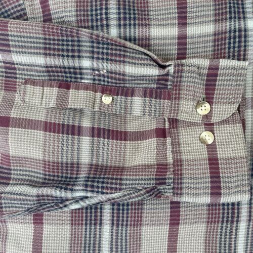 Mens Shirt XL Red Burgundy Stripes Long Sleeve Button Down Workwear Trader Bay - Picture 11 of 11