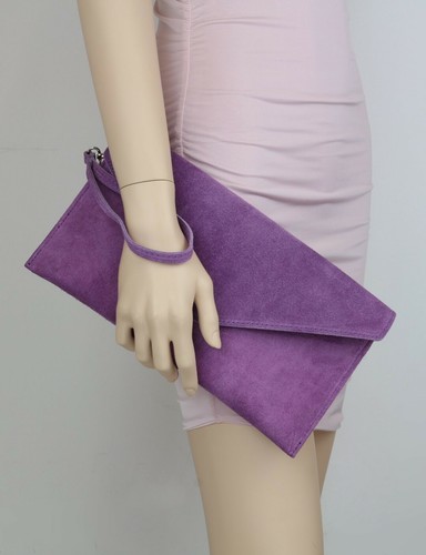 Vera Pelle Italian Suede Leather Clutch Bag Women Metallic Handbags Genuine Real - Picture 179 of 387