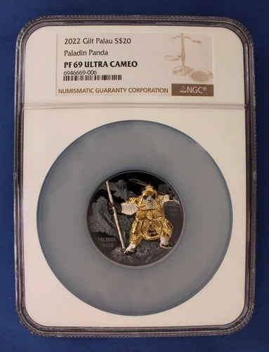 2022 Palau 3oz Silver Proof $20 coin "Paladin Panda" NGC Graded PF69 Ultra Cameo