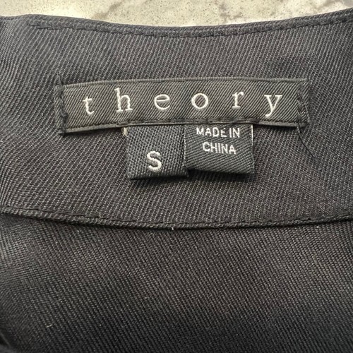 Theory | Zala 100 % Seide plissiert Stehkragen Langarm schwarz Bluse Größe Small - Bild 7 von 10