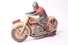 Vintage Toy. Technofix Motorcycle Germany, 1945 US Zone, Lithographed Tin.