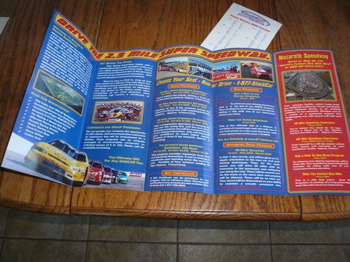 Folleto publicitario Pocono Raceway o Nazaret "Drive Stock Cars" - De colección - Imagen 2 de 3