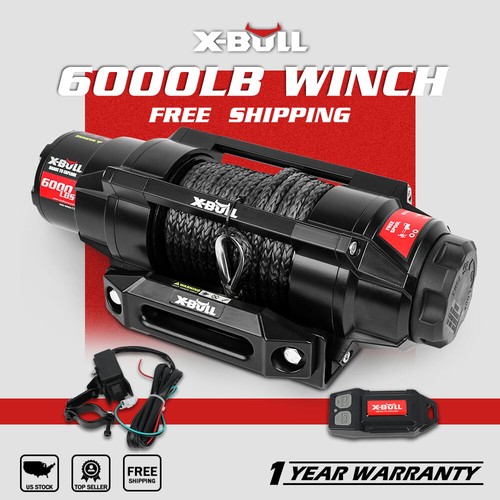 X-BULL Electric Winch 6000lbs NEW Synthetic Rope Trailer Towing Truck 4WD