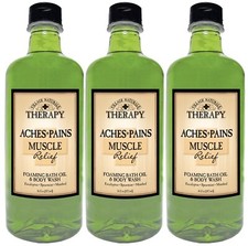 Village Naturals Therapy Aches and Pains Muscle Relief Foaming Bath Oil and B...