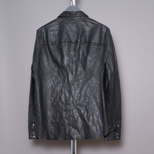 ALL SAINTS Leather Shirt Jacket LARGE Mens Black L Biker Cowboy Western IRWIN - Picture 5 of 16
