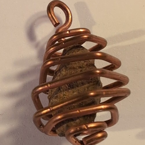 Copper wrapped chondrite NWA Meteorite 20mm Pendant - Picture 5 of 9