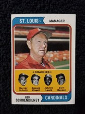 RED SCHOENDIENST MANAGER 1974 TOPPS BASEBALL CARD #236 CARDINALS