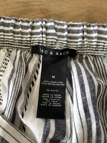 Zac & Rachel Wide Leg Pull On Linen Blend Crop Pants Womens Medium Elastic Waist - Bild 3 von 7