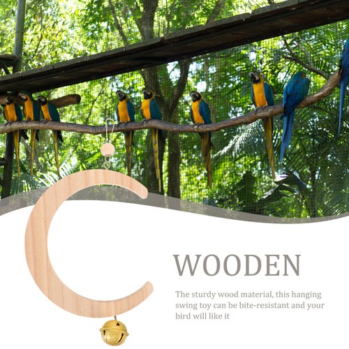 Moon Shaped With Bell Bird Branch Bird Rope Perch Parrot Swing Toy - 第 9/12 張圖片
