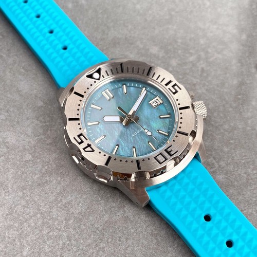 Ocean Wave Blue Shell Dial 42mm NH35 Monster Case Dive Men Automatic Watch 20ATM - Picture 5 of 7