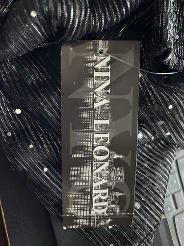 NINA LEONARD Black & Silver Sequin Dress Plus Size 2X Chest: 54” - Picture 6 of 6