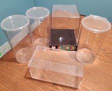 5 Beanie Baby Display Cases - 3 Cylinder, 1 Rectangular, 1 Ty Collector Case