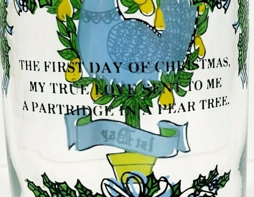 The 1st Day of Christmas With Lyrics on Back of Glass 12 Days of Christmas 10 Oz - Picture 1 of 7