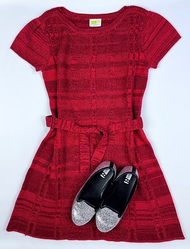 2015 PHOTO READY Crazy 8 Girls Size XL 14 Red Dress Size 4 Silver Shoes VGUC