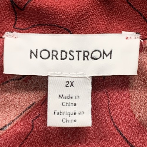 NEW Nordstrom Black Red Floral Neck Tie Bow Detail Size V-Neck Top Blouse 2X - Picture 2 of 11