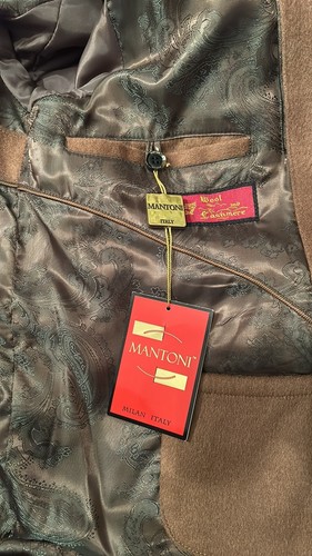 NWT MANTONI Cashmere Jacket Mens Size L Milan Italy Brown Wool Zip Moto Coat - Picture 7 of 12