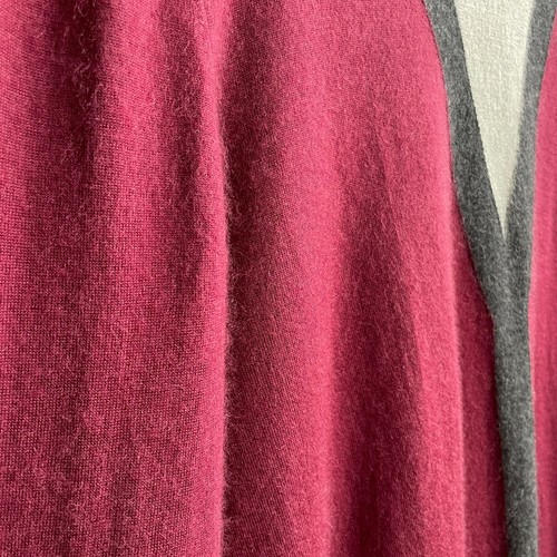 Hermes Vintage Cashmere Burgundy Contrast V-Panel Sweater Size L - Bild 10 von 14