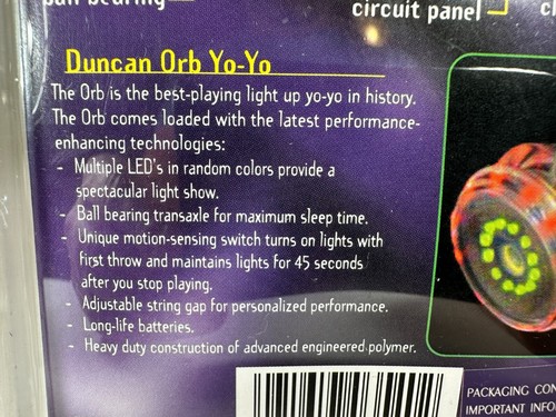 Vintage 90's Duncan The Orb Light-Up Yo-Yo NEW Original Package Sealed - Imagen 5 de 7