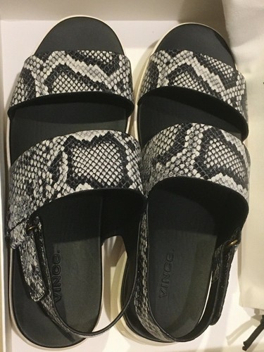 Vince Westport Wide Leather Snake Embossed Strap Platform Sandal Size 8.5 New - Picture 6 of 7
