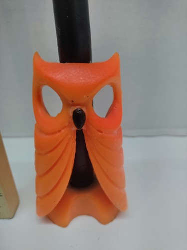 Vintage Gurley Orange & Black Halloween Owl Candle 7" Never Lit READ - Picture 2 of 12