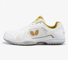 Butterfly Lezoline Rifones Table Tennis Shoes Indoor Unisex Shoes White Gold NWT