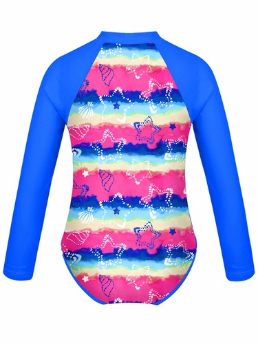 Girls Floral Rash Guard Swimsuit Tops UV Sun Protective Swimwear Bathing Suit - Picture 36 of 54