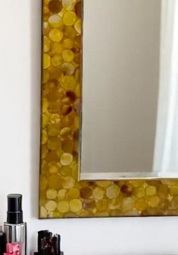 16"x20" Yellow Agate Stone Wall Mirror - Natural Gemstone Decor, Handcrafted Dec - Picture 5 of 6