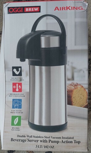 Oggi™ Air King Pump Pot 3-Liter Insulated Stainless Steel Cafe - GallyHo