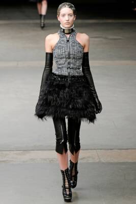 Alexander McQueen archive ゼブラ柄 カットソー Alexander McQueen A/W 2011 Runway Tweed & Fur Zipper Racerback