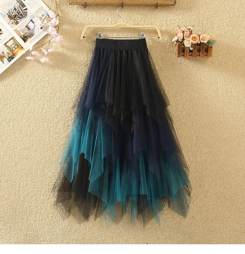 Women Elastic High Waist Mesh Tulle Tutu Skirt Layered Pleated Long Maxi Dress 0 - Picture 28 of 28