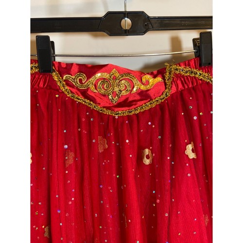 Red & Gold Lehenga Choli Set By Ellydoor M 90% Polyester & 10% Spandex - Picture 2 of 19