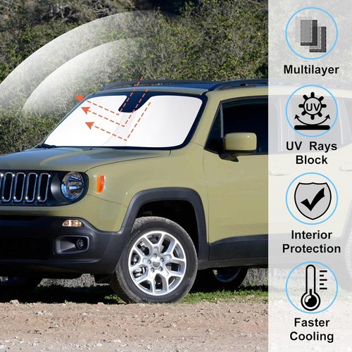 For 2015-2024 Jeep Renegade Front Windshield Sun Shade Foldable Heat Block Cover - Bild 5 von 13