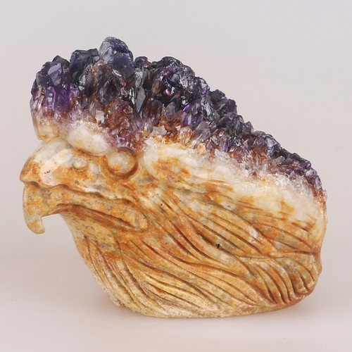 3,2 Zoll natürlicher Amethyst Edelstein Kristall handgeschnitzt Adler Tier Heilung 350g - Bild 6 von 8