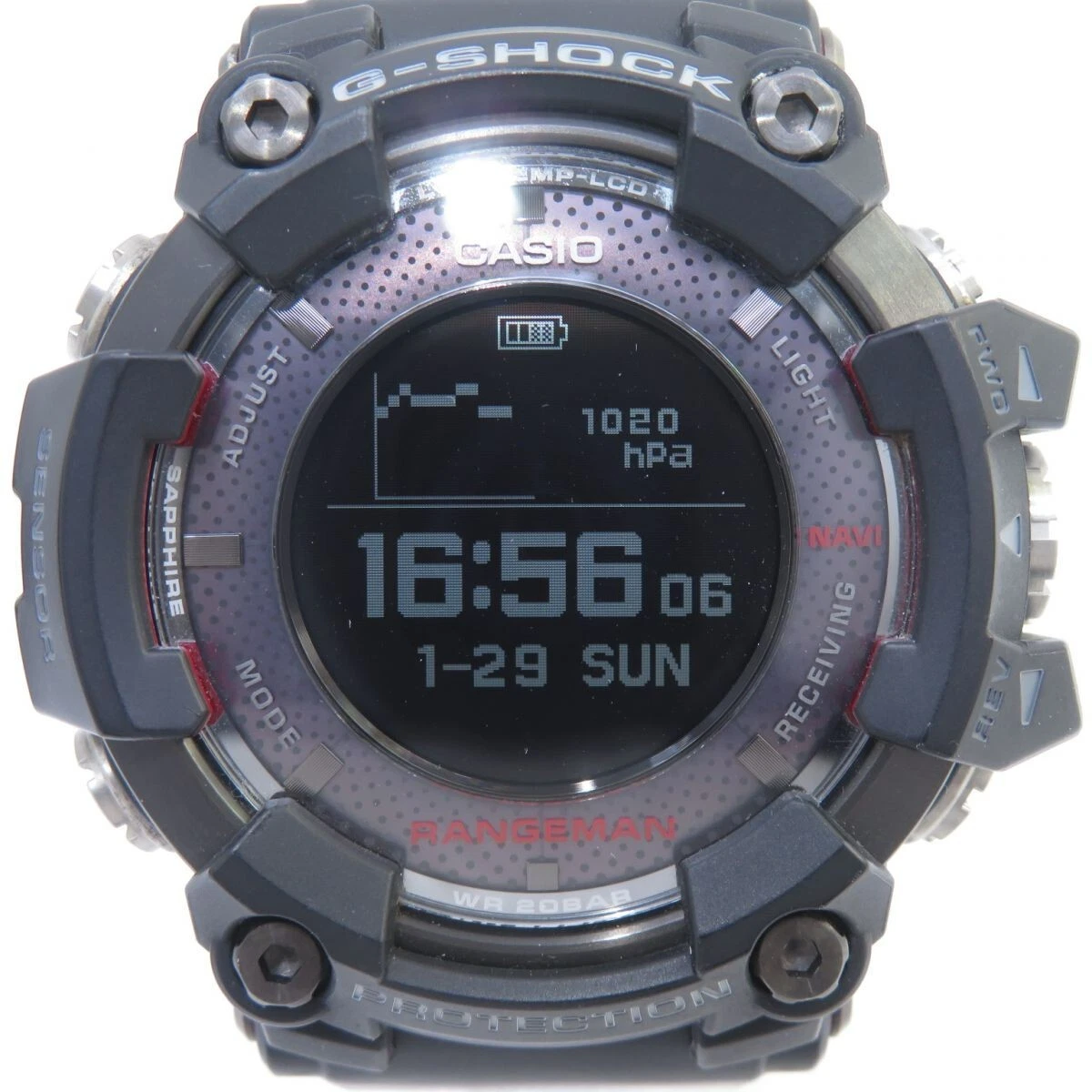 CASIO G-SHOCK RANGEMAN GPR-B1000-1JR Solar GPS Wristwatch Used with Box and  Card