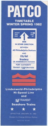1982 NJ Transit Seashore Trains Fahrplan Winter/Frühling Bus Zug Reisen öffentlich