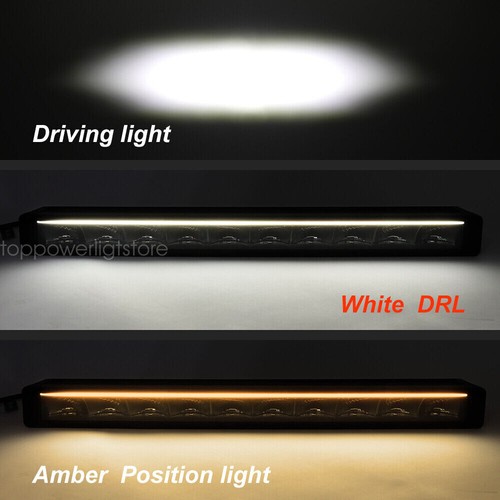 Barra de luces de trabajo LED 10/22/32/42/52" conducción blanca ámbar DRL niebla todoterreno SUV camión - Imagen 3 de 19