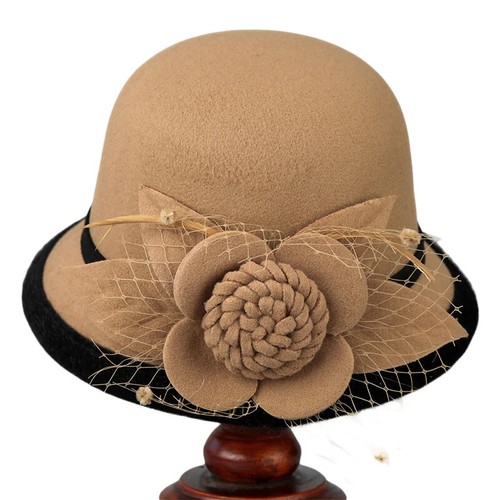 Women's Bucket Hat Bowler Hat Elegant Vintage Wide Brim Church Hats with Mesh - Bild 26 von 30